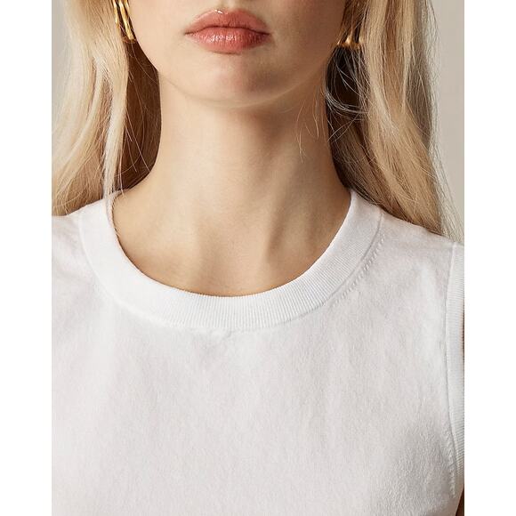 NWT J.Crew Jackie Sweater Shell Premium Ultra Fine Cotton White Size Medium - Picture 2 of 11